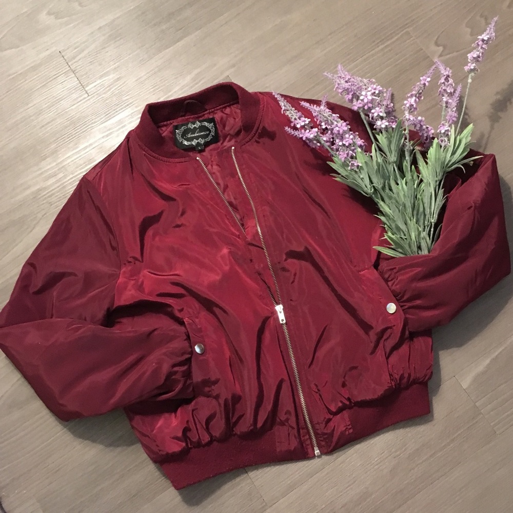 Maroon Bomber Jacket - image 4